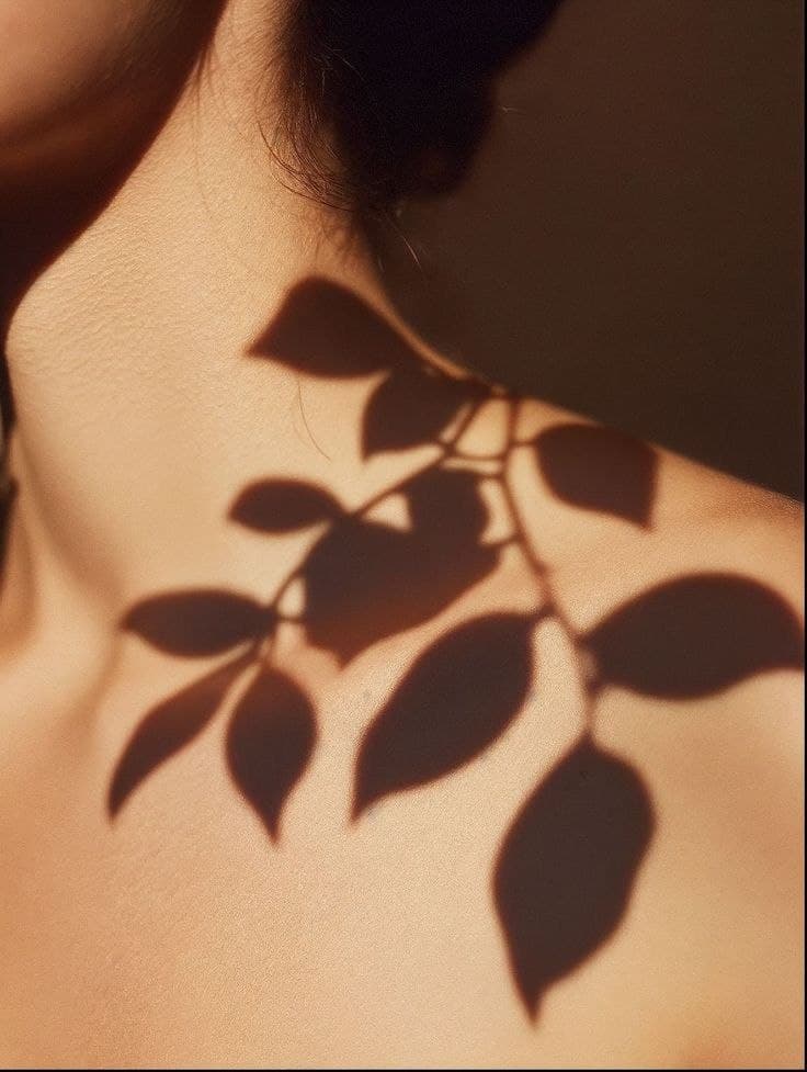 Ombre de feuilles sur la peau